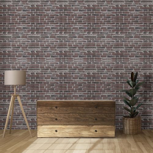 Самоклеющаяся декоративная 3D панель под красный екатеринославский кирпич в рулоне 20м 20000x700x3мм