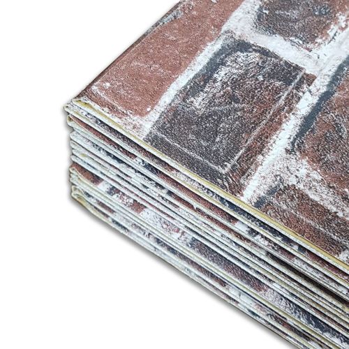 Самоклеющаяся декоративная 3D панель под красный екатеринославский кирпич в рулоне 20м 20000x700x3мм