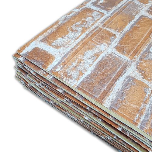 Самоклеющаяся декоративная 3D панель под рыжий екатеринославский кирпич в рулоне 20 м 20000x700x3мм