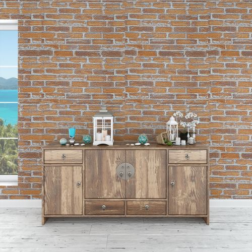 Самоклеющаяся декоративная 3D панель под рыжий екатеринославский кирпич в рулоне 20 м 20000x700x3мм