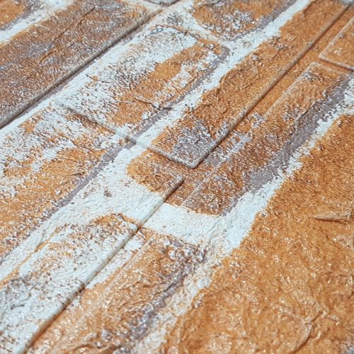 Самоклеющаяся декоративная 3D панель под рыжий екатеринославский кирпич в рулоне 20 м 20000x700x3мм