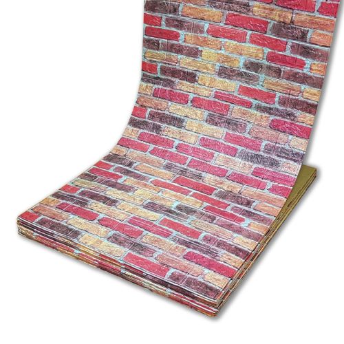 Самоклеющаяся декоративная 3D панель под бежево-красный екатеринославский кирпич в рулоне 20 м 20000x700x3мм