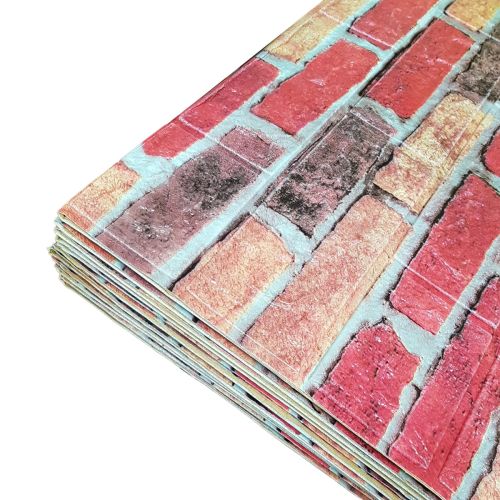 Самоклеющаяся декоративная 3D панель под бежево-красный екатеринославский кирпич в рулоне 20 м 20000x700x3мм