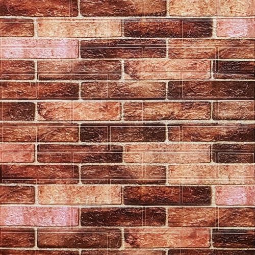 Самоклеющаяся декоративная 3D панель под коричневый екатеринославский кирпич в рулоне 20 м 20000x700x3мм