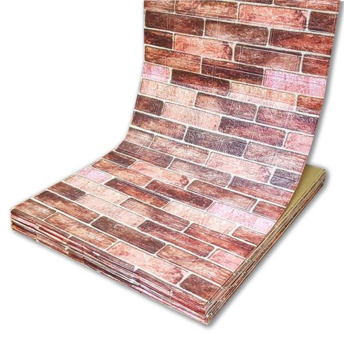 Самоклеющаяся декоративная 3D панель под коричневый екатеринославский кирпич в рулоне 20 м 20000x700x3мм