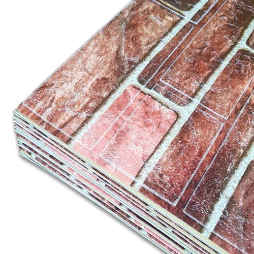 Самоклеющаяся декоративная 3D панель под коричневый екатеринославский кирпич в рулоне 20 м 20000x700x3мм