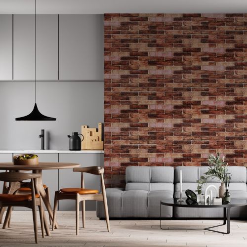 Самоклеющаяся декоративная 3D панель под коричневый екатеринославский кирпич в рулоне 20 м 20000x700x3мм