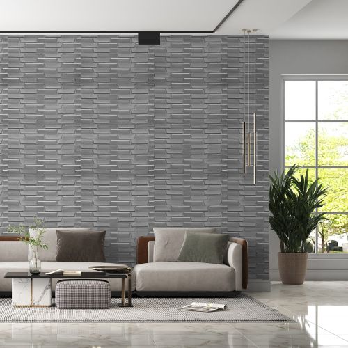 Самоклеющаяся декоративная 3D панель серая кладка в рулоне 19.6 м 19600x700x5мм