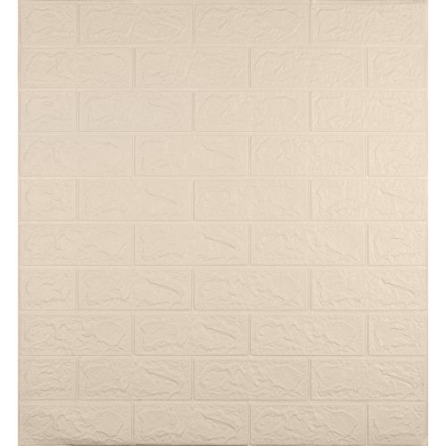 Самоклеющаяся декоративная 3D панель  3D Loft под кирпич цвета слоновой кости 700x770x3 мм