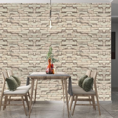 Самоклеющаяся 3D панель 3D Loft WHS-03 под бежевый екатеринославский кирпич в рулоне 20 м 20000x700x3мм