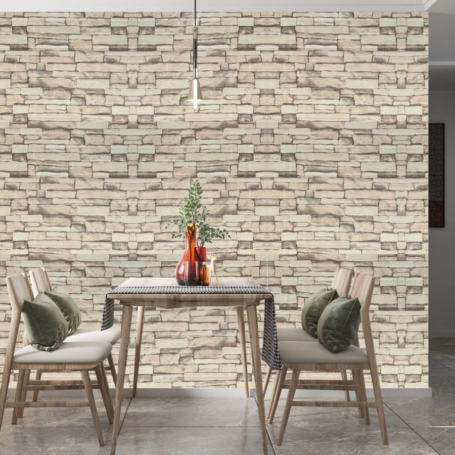 Самоклеющаяся 3D панель 3D Loft WHS-03 под бежевый екатеринославский кирпич в рулоне 20 м 20000x700x3мм