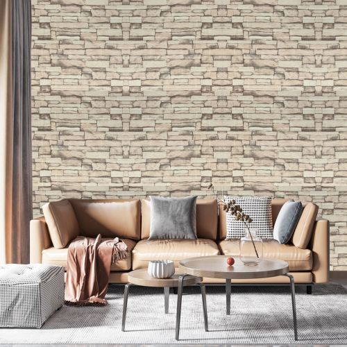 Самоклеющаяся 3D панель 3D Loft WHS-03 под бежевый екатеринославский кирпич в рулоне 20 м 20000x700x3мм