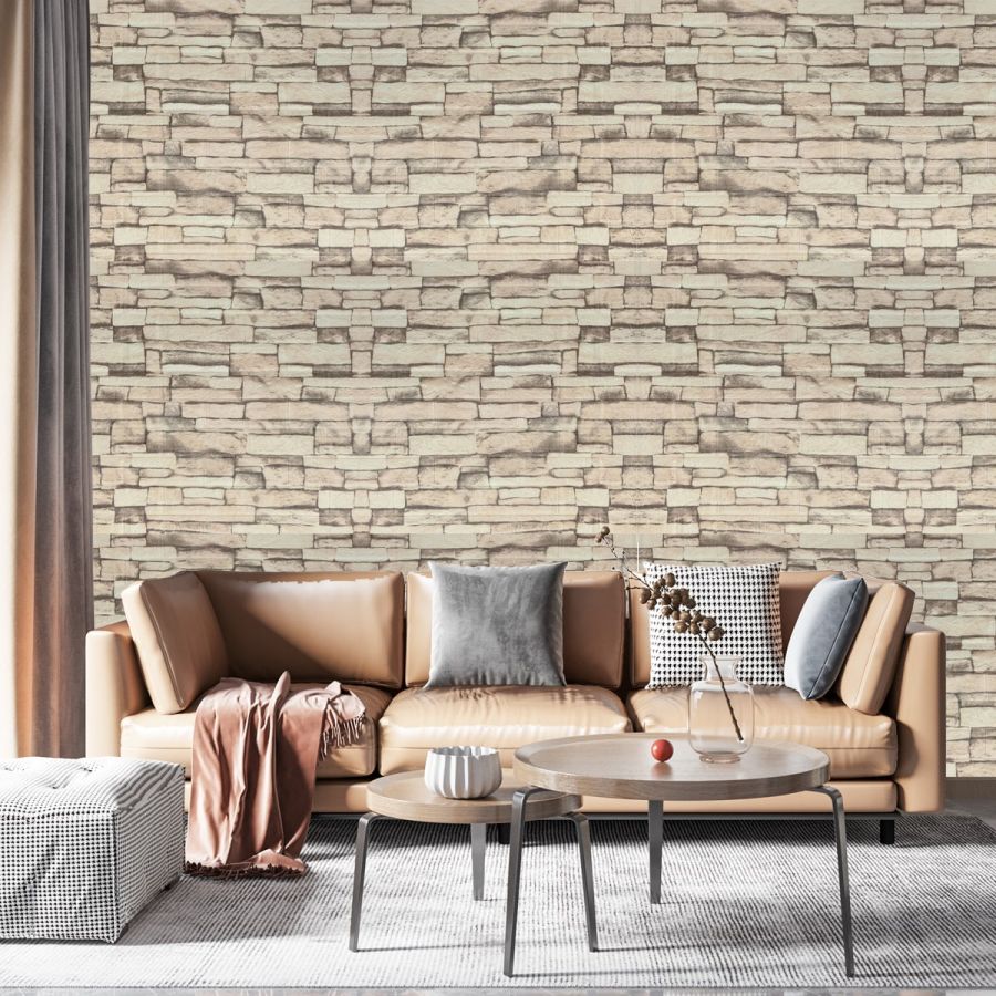 Самоклеющаяся 3D панель 3D Loft WHS-03 под бежевый екатеринославский кирпич в рулоне 20 м 20000x700x3мм