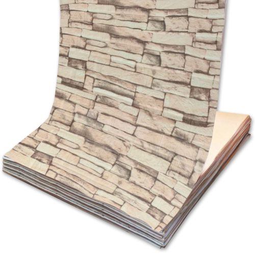 Самоклеющаяся 3D панель 3D Loft WHS-03 под бежевый екатеринославский кирпич в рулоне 20 м 20000x700x3мм