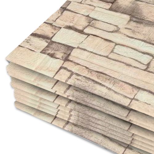 Самоклеющаяся 3D панель 3D Loft WHS-03 под бежевый екатеринославский кирпич в рулоне 20 м 20000x700x3мм