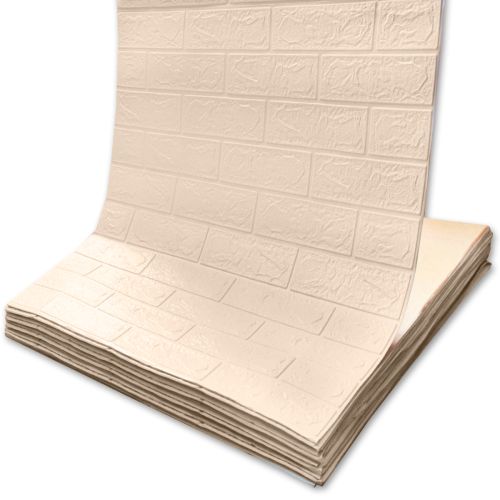 Самоклеющаяся декоративная 3D панель 3D Loft OS-BG345-3 под кирпич цвета слоновой кости в рулоне 20 м 20000x700x3 мм