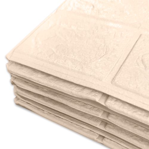 Самоклеющаяся декоративная 3D панель 3D Loft OS-BG345-3 под кирпич цвета слоновой кости в рулоне 20 м 20000x700x3 мм