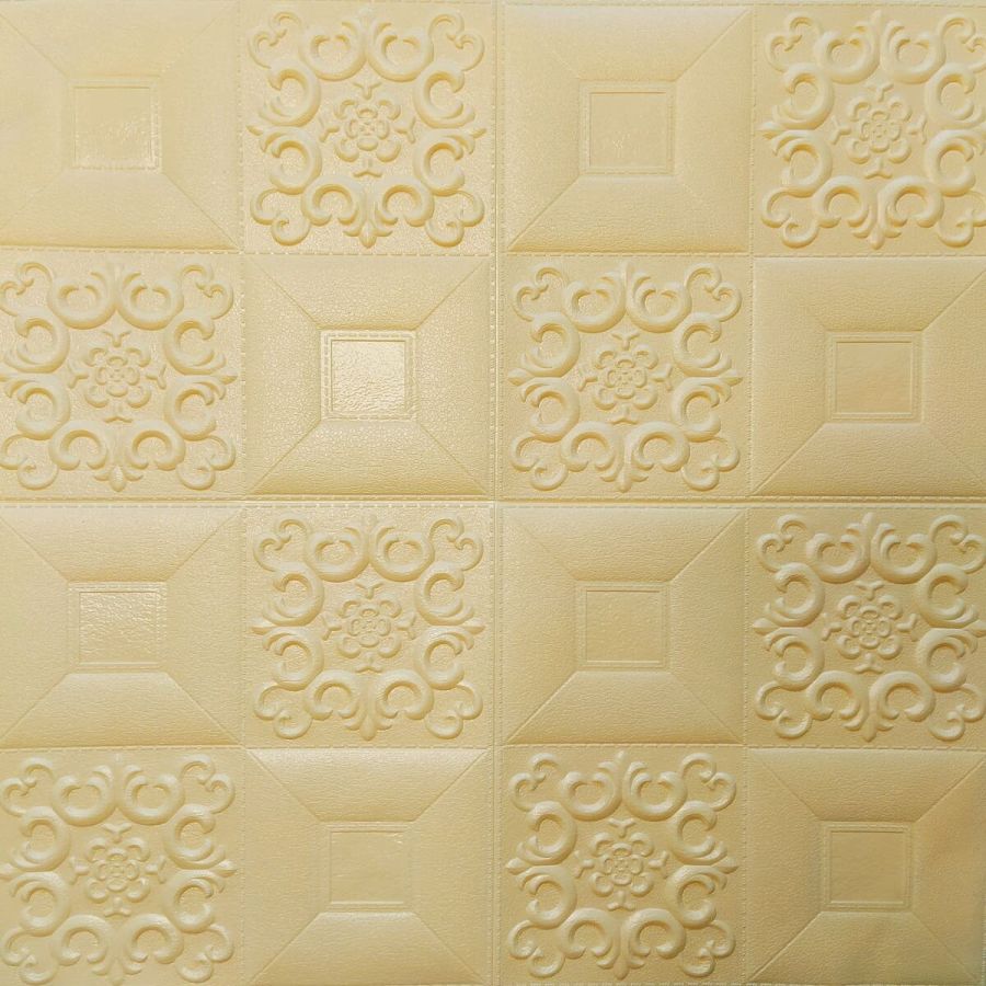 Самоклеющаяся 3D панель Бежевый орнамент 700x700x3мм