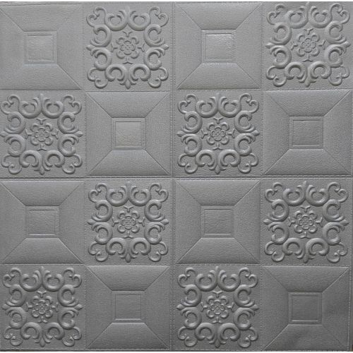Самоклеющаяся 3D панель Серебряный орнамент 700x700x3мм