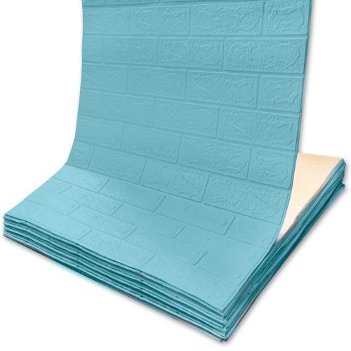 Самоклеющаяся декоративная 3D панель в рулоне 20м Под бирюзовый кирпич  20000x700x3 мм