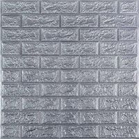 Самоклеющаяся декоративная 3D панель под кирпич серебро 700х770х2мм