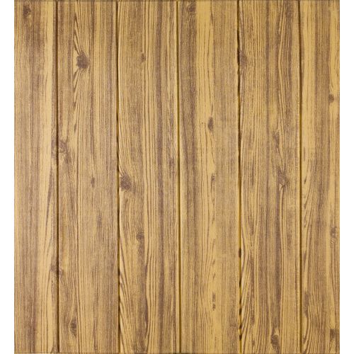 Самоклеющаяся декоративная 3D панель под дерево цвета золото 700x700x5мм