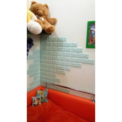 Самоклеющаяся декоративная 3D панель под бирюзовый кирпич 700x770x7мм