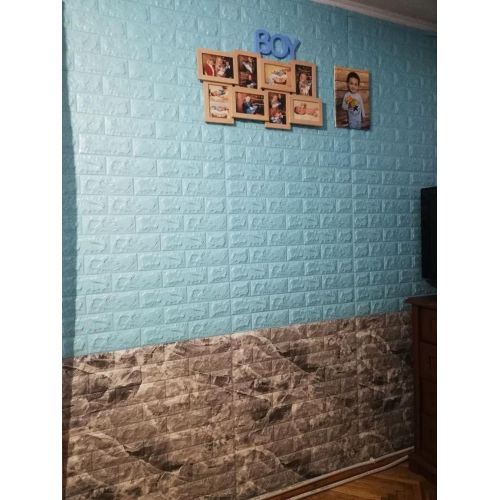 Самоклеющаяся декоративная 3D панель под бирюзовый кирпич 700x770x7мм