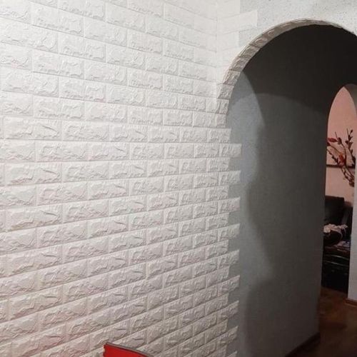 Самоклеющаяся декоративная 3D панель под белый кирпич 700x770x7 мм