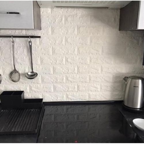 Самоклеющаяся декоративная 3D панель под белый кирпич 700x770x7 мм