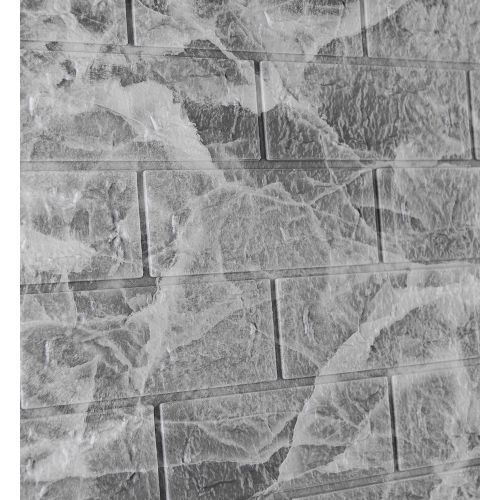 Самоклеющаяся декоративная 3D панель под кирпич черный мрамор 700x770x5мм