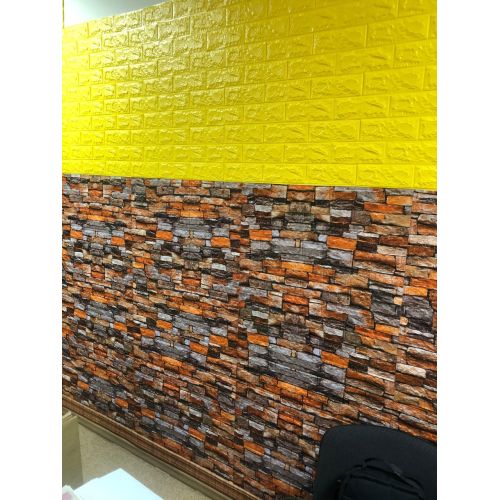 Самоклеющаяся декоративная 3D панель под желтый кирпич 700x770x7мм