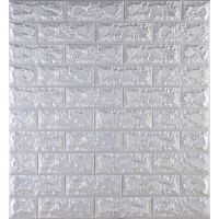 Самоклеющаяся декоративная 3D панель под кирпич серебро 700х770х7мм