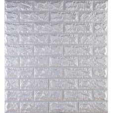 Самоклеющаяся декоративная 3D панель под кирпич серебро 700х770х7мм