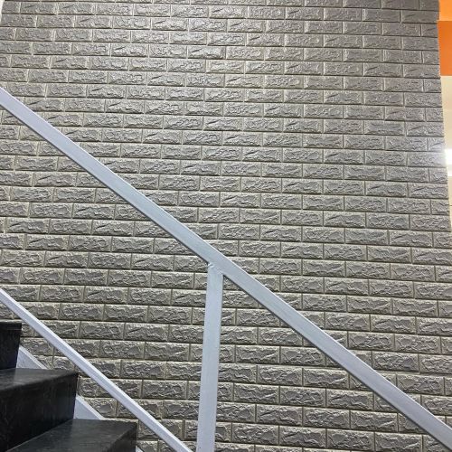 Самоклеющаяся декоративная 3D панель под кирпич серебро 700x770x7мм