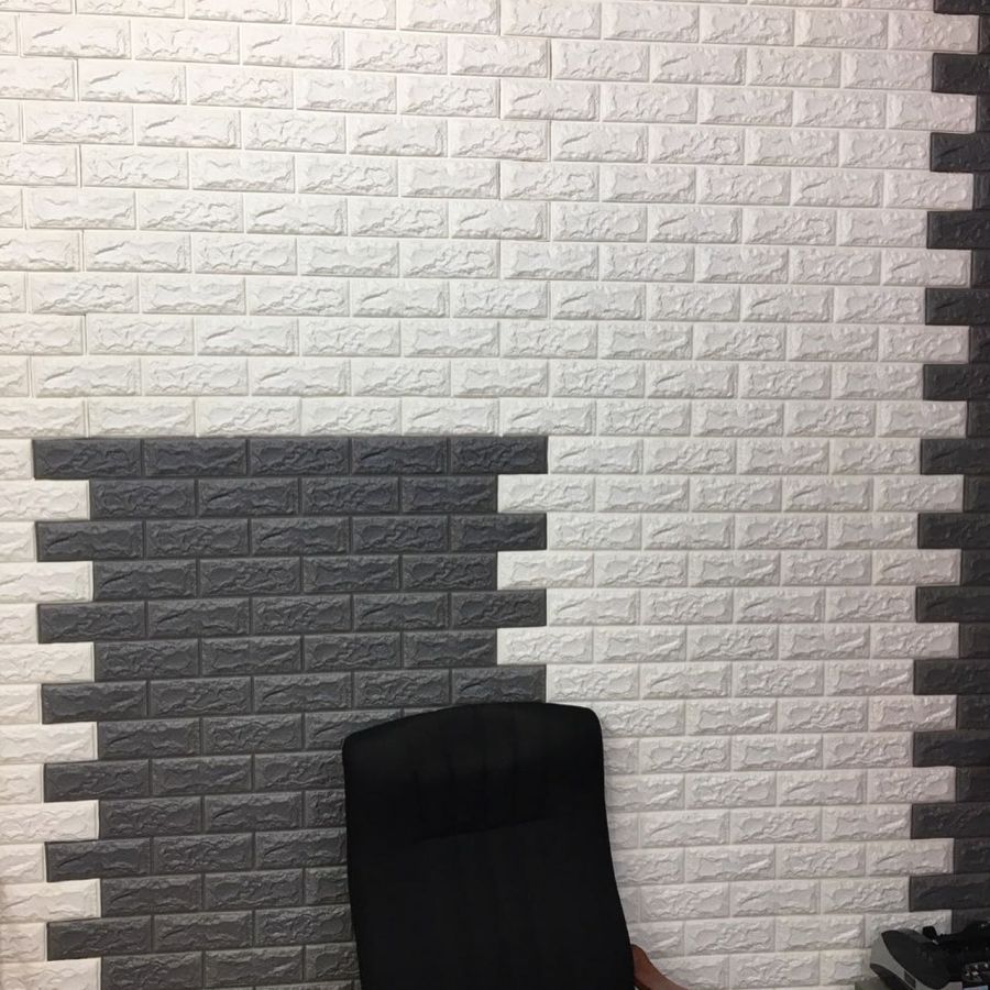 Самоклеющаяся декоративная 3D панель под кирпич серебро 700x770x7мм
