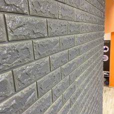 Самоклеющаяся декоративная 3D панель под кирпич серебро 700х770х7мм