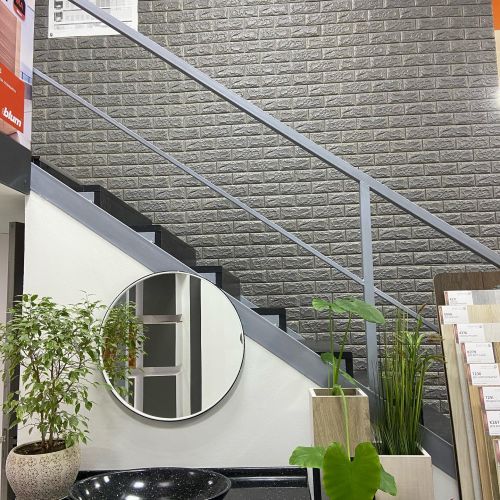 Самоклеющаяся декоративная 3D панель под кирпич серебро 700x770x7мм