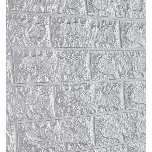 Самоклеющаяся декоративная 3D панель под кирпич серебро 700x770x7мм