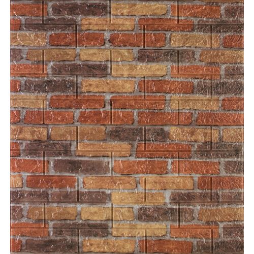 Самоклеющаяся декоративная 3D панель под бежево-красный екатеринославский кирпич 700x770x5мм