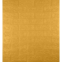 Самоклеющаяся декоративная 3D панель под кирпич золото 700х770х5мм