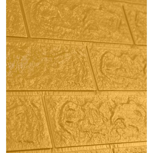 Самоклеющаяся декоративная 3D панель под кирпич золото 700x770x5мм