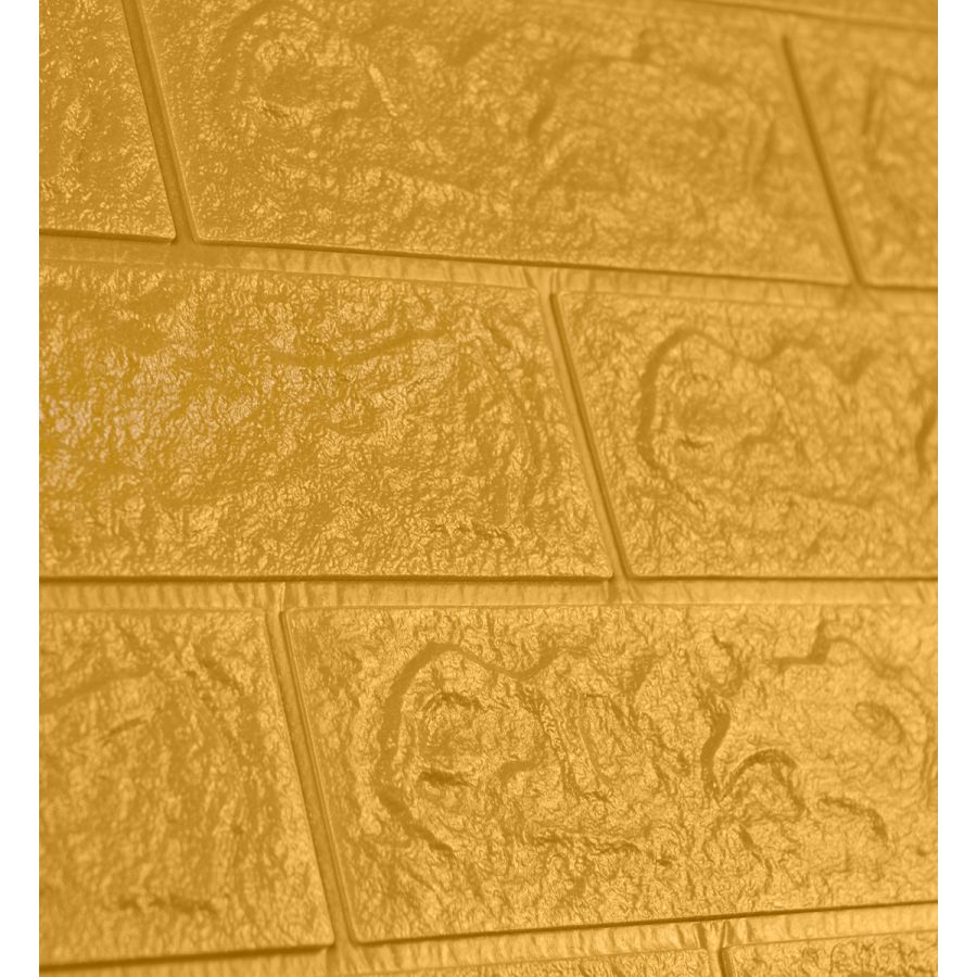 Самоклеющаяся декоративная 3D панель под кирпич золото 700x770x5мм