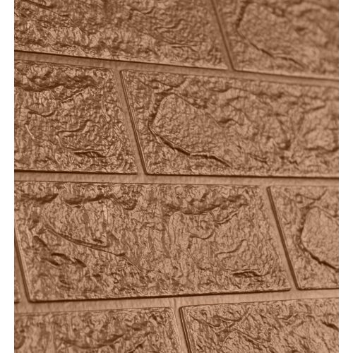 Самоклеющаяся декоративная 3D панель под коричневый кирпич 700x770x5мм