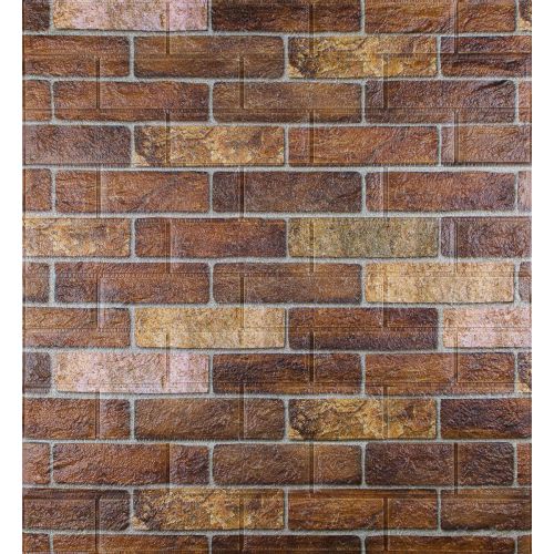 Самоклеющаяся декоративная 3D панель под коричневый екатеринославский кирпич 700x770x5мм