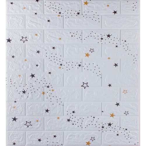 Самоклеющаяся декоративная 3D панель под белый кирпич звезды 700x770x5мм
