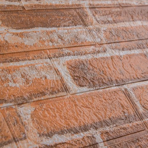 Самоклеющаяся декоративная 3D панель под рыжий екатеринославский кирпич 700x770x3мм