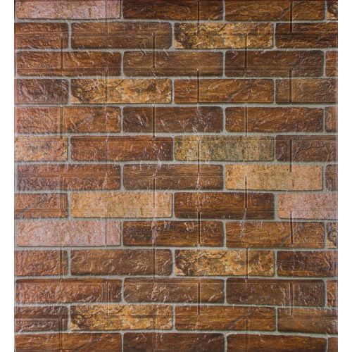 Самоклеющаяся декоративная 3D панель под коричневый екатеринославский кирпич 700x770x3мм