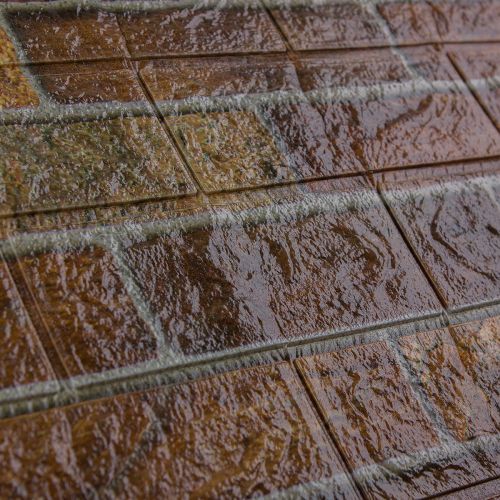 Самоклеющаяся декоративная 3D панель под коричневый екатеринославский кирпич 700x770x3мм