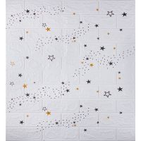 Самоклеющаяся декоративная 3D панель под белый кирпич звезды 700х770х3мм